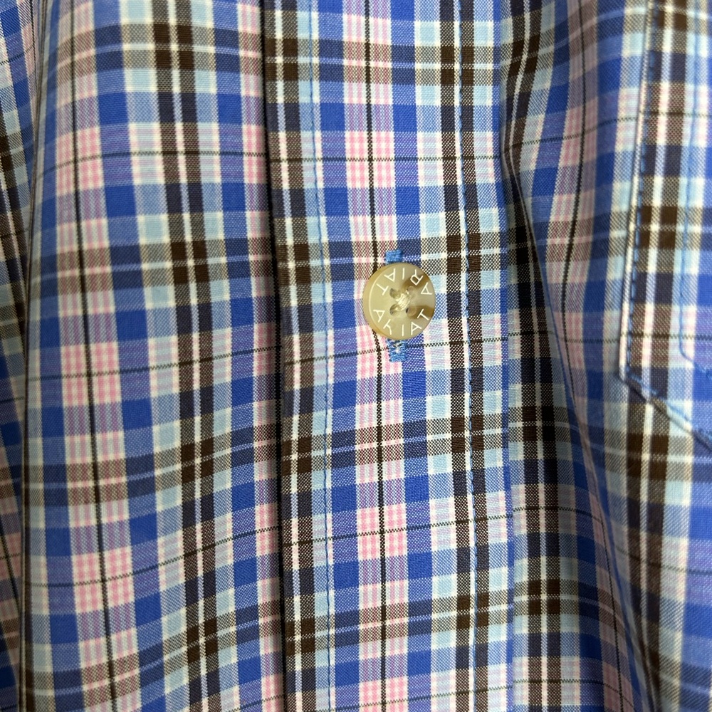 Ariat Pro Series Plaid Short Sleeve Shirt - Blue and Pink - Picture 4 of 6